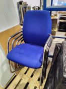 7 x Stackable Office Meeting Chairs - Chrome/Blue