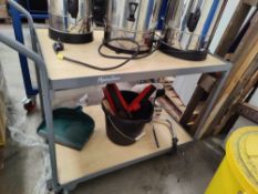 1 x Manutan Work Trolley with Two Shelves, Handlebar and Castors
