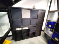 3 x Cube Shelf Units with Stoage Bxoes and Drawers