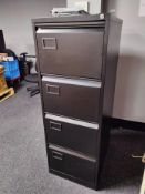 1 x Black Four Drawer Office Filing Cabinet