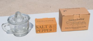 1 x Assortment Of Kitchen Accessories - Riato Measuring Cup, Salt & Pepper Pots, Glass Juicer - Ref: