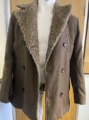 1 x JUST CAVALLI Men's Italian Designer Double-Breasted Virgin Wool & Shearling Coat in Brown,
