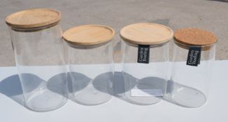 4 x Lidded Glass Jars - Ref: GTC730/GTCC18 - CL1017 - Location: Altrincham WA14Condition Report: