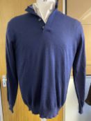 1 x CHARLES TYRWHITT Men's Italian Made Pure New Wool Sweater in Blue - Size: Large - Ref: LB518 -
