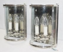 Pair of CHARLES EDWARDS 'Ophelia' Luxury Wall Lantern Light Fittings in Chrome and Glass