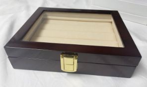 1 x Wooden Jewellery Rings / Earrings Organizer Box in a Dark Stain - Ref: LB627 - CL1020 - NO VAT