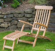 1 x Toddington Hand-crafted Solid Teak Steamer Chair with Solid Brass Hardware - See Condition -