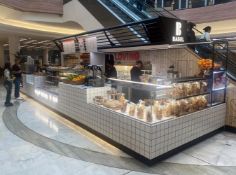 1 x Large 10-Metre Concession Stand Retail Counter with Tiled Frontage and Illuminated Signage