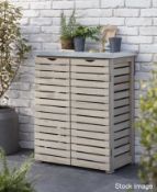 1 x Aldsworth Rustic Metal Topped Slatted Spruce Wooden Storage Unit - Boxed - Original RRP £449.95