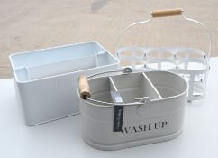 1 x Washing Up Tidy + Kinloch Grooming Bucket + Milk Bottle Holder - Ref: GTC694/GTCC16 - CL1017 -