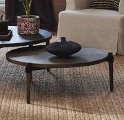 1 x OKA Garasu Luxury Oak Three-legged Round Coffee Table, Medium - Ex-display