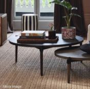 1 x OKA Garasu Luxury Oak Three-legged Round Coffee Table, Large - See Condition - Ref: ALT424 -