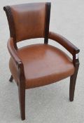 1 x Stately Leather Upholstered Chair - Recently Removed From A Luxury 5-Star Hotel - Ref: NLG1111 -