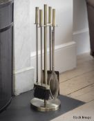 1 x Ebrington Fireside Tool Set Crafted in Powder Coated Steel with a Antique Brass Finish -