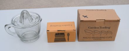 1 x Assortment Of Kitchen Accessories - Riato Measuring Cup, Salt & Pepper Pots, Glass Juicer - Ref: