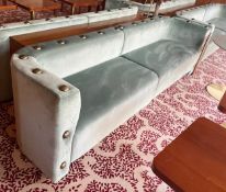 1 x Stunning Designer Commercial Sofa Upholstered In Pearlescent Blue Velvet - Recently Removed From