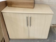 1 x Freestanding 2-Door Unit in a Beech Finish - Ref: LB485 - CL1020 - NO VAT ON THE HAMMER -