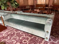 1 x Stunning Designer Commercial Sofa Upholstered In Pearlescent Blue Velvet - Recently Removed From