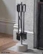 1 x Cement Fireside Tool Set Crafted in Iron and Cement - Original RRP £120.00 - PAL70 - Ref: GTC933