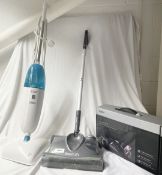 Cleaning Lot Including a Gtech SW22 Lithium Power Sweeper and a Russell Hobbs Steam & Clean +
