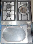 Set of 3 x Gaggenau Modular Cooktop Appliances Including Tepan Yaki, Gas Hobs and Gas Wok Burner