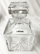 1 x Vintage Cut Crystal Square Decanter with Stopper - Ref: LB449 - CL1020 - NO VAT ON THE