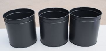 3 x Black Tins/Buckets - Ref: GTC643/GTCC14 - CL1017 - Location: Altrincham WA14Condition Report: