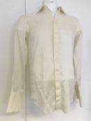 1 x PAL ZILERI CERIMONIA Men's 100% Silk Formal Long Sleeve Shirt in Cream - Size: 15-1/2 - Ref:
