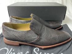 1 x Pair of OLIVER SWEENY 'Serpico' Men's Italian Made Leather Shoes in Brown, Boxed - Size UK 7 -