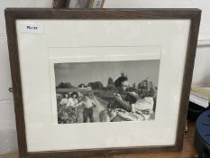 1 x Framed Wall Picture Depicting Black and White Vineyard Romance