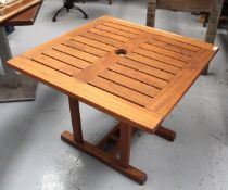1 x Gloster Teak Outdoor Slatted Garden Patio Table Featuring a Substantial Double H Stretcher