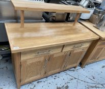 1 x Solid Oak Three Door Farmhouse Style Dresser Featuring Storage Cabinets, Drawers