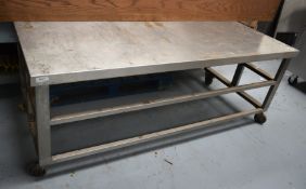 1 x Stainless Steel Griddle Stand on Castors - Dimensions: H69 x W183 x D81 cms