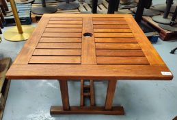 1 x Gloster Teak Outdoor Slatted Garden Patio Table Featuring a Substantial Double H Stretcher