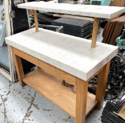 1 x Contemporary Restaurant Console Dresser Featuring a Stone Work Surface and Over Shelf