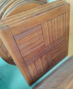 6 x Square Restaurant Table Tops Featuring a Teak Slatted Design Whihc is Suitable for Indoor or