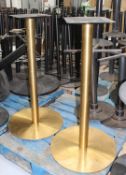 2 x Brass Poser Bar Table Pedestal Bases - Height 107 cms - Base Diameter 58 cms