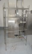 1 x Four Tier Wire Shelving Rack for Commercial Kitchens - Dimensions: H184 x W100 x D50 cms