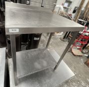 1 x Stainless Steel Prep Table with Upstand and Undershelf - Dimensions: H89 x W75 x D65 cms