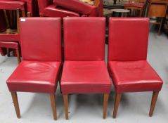 12 x Restaurant Dining Chairs Upholstered in a Red Faux Leather Upholstery