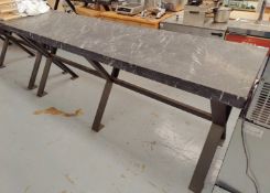 1 x Large Restaurant Dining Table Featuring a Black Granite Top and Heavy Duty Steel Cross Leg