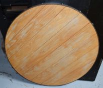6 x Restaurant 85cm Bar Table Tops Featuring Panelled Oak Tops and Protective Steel Surrounds