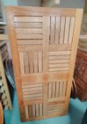 1 x Refurbished Rectangular Table Top Featuring a Light Wood Finish with Slatted Panels