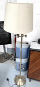 1 x Floor Standing Lamp Featuring a Brass Finish and Cream Shade - Height 148 cms