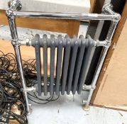 1 x Cast Iron Column Radiator With Towel Hanging Wall Mounted Rail - Dimensions: H91 x W60 x D16 cms