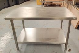 1 x Stainless Steel Preparation Talbe with Undershelf - Dimensions: H89 x W130 x D85 cms