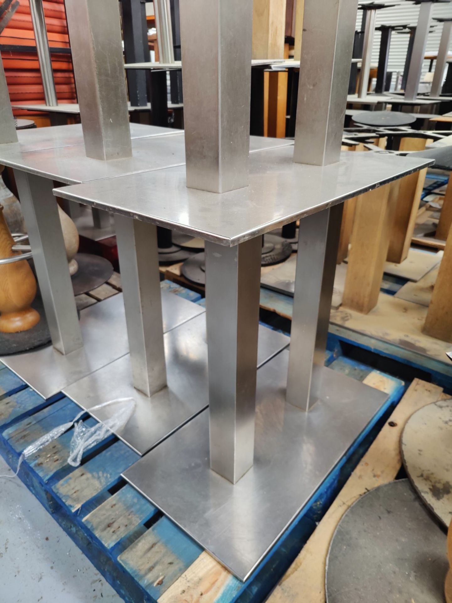 3 x Silver Twin Pedestal Bases for Restaurant Tables - Dimensions: H73 ...