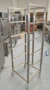 1 x Stainless Steel Mobile Tray Rack on Castors - Dimensions: H170 x W58 x D53 cms