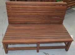 1 x Solid Wood Slatted Restaurant Seating Bench - Dimensions: H80 x SH33 x W125 x D67 x SD55 cms