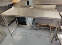 1 x Stainless Steel Preparation Table Featuring Space for Undercounter Appliances, Upstand